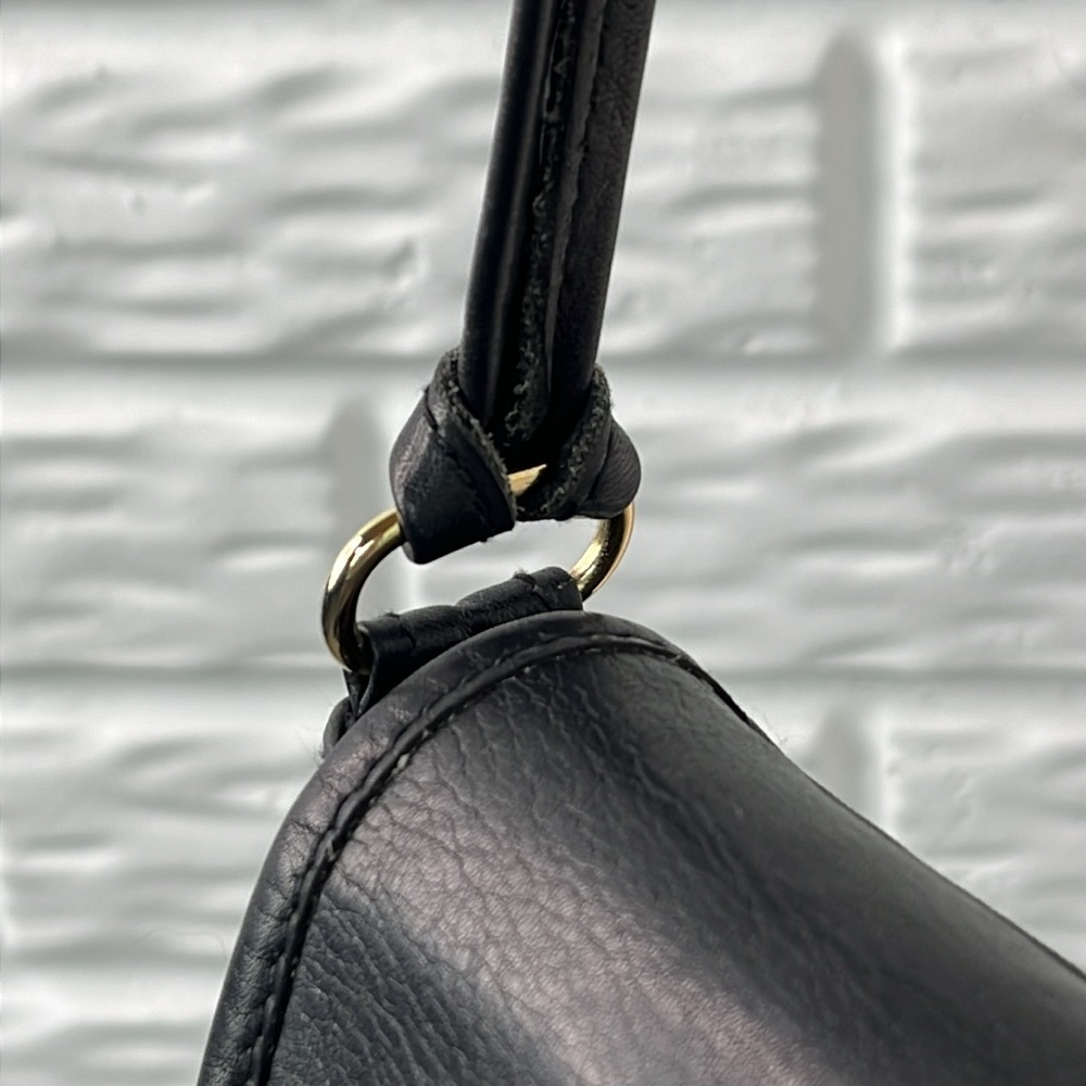 TANO BLACK LEATHER HANDBAG SHOULDER BAG MADE IN HONG KONG - Picture 5 of 15